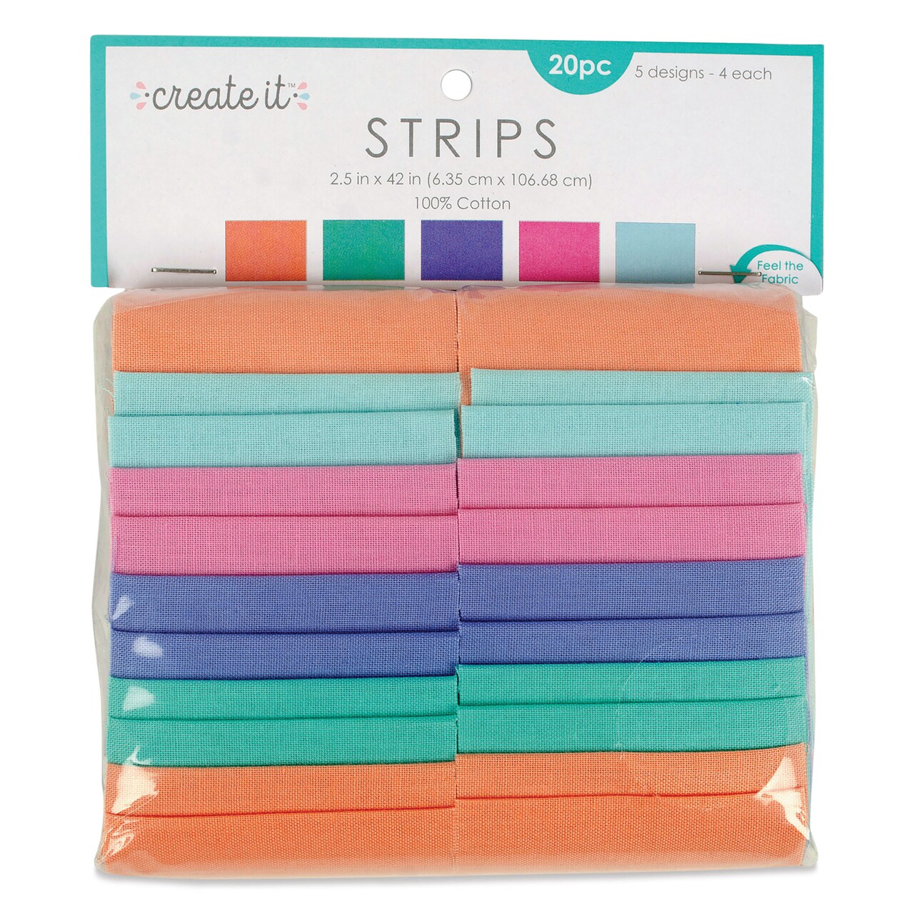 Create It Fabric Strips - Pkg of 20, Solid Pastels, 2.5" x 42"
